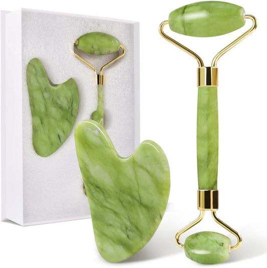 Facial Beauty - Pack Of Jade Face Roller & Gua Sha