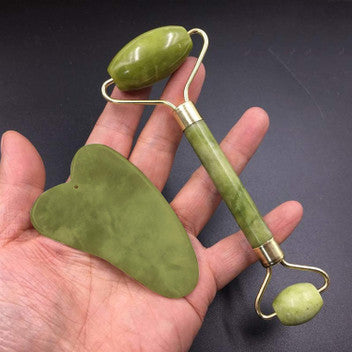 Jade Roller & Gua Sha for Facial - Reduce Puffiness & Wrinkles, Improve Skin's Elasticity, and Eliminate Toxins!
